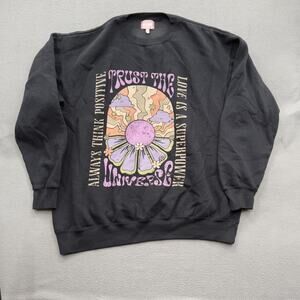 Show Me Your Mumu Sweatshirt Womens Medium Black Pullover Graphic Flower Quotes